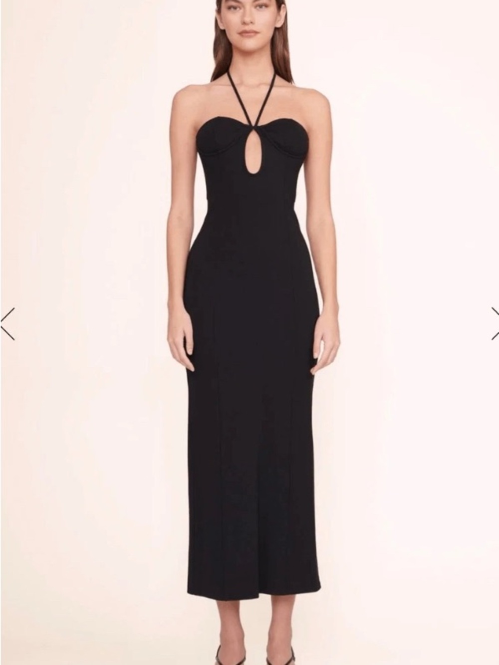STAUD Bardot Black Strapless Halter Keyhole Midi Dress NWT Women’s XL